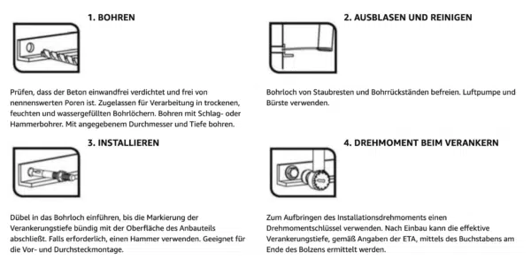 montageanleitung bolzenanker edelstahl a2 option 7 schwerlastanker schwerlastdübel keilanker ankerbolzen