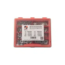 DIN 934 Sechskantmuttern DIN 125 Unterlegscheiben rote Mix-Box BATIFIX M5 M6 M8 M10