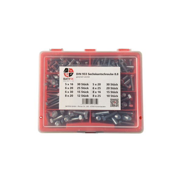 din 933 sechskantschraube 8.8 verzinkt mix-box m5 m6 m8