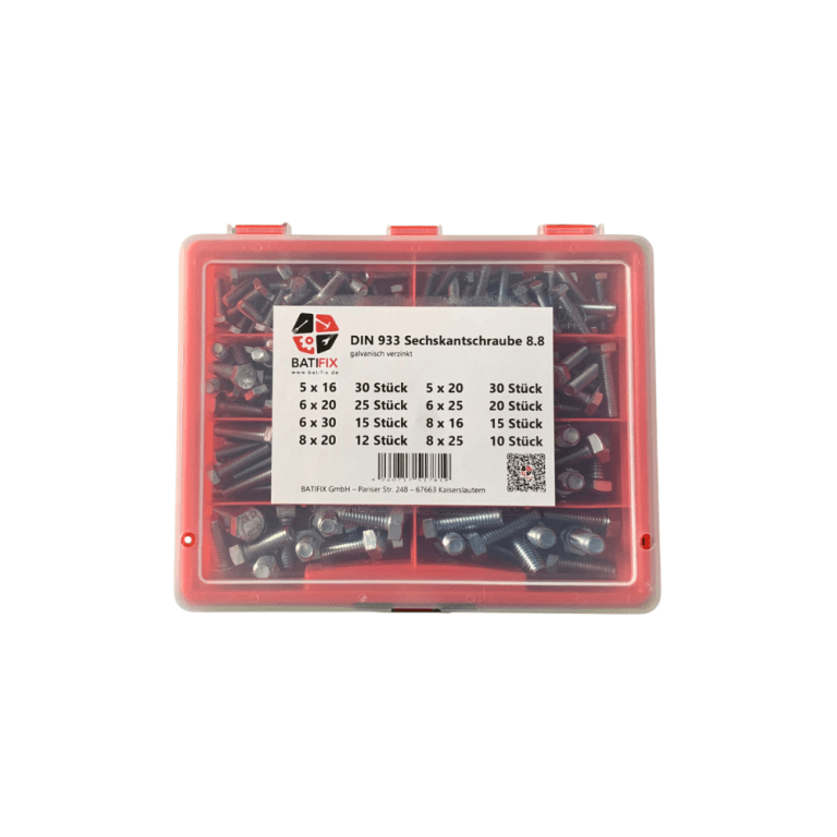DIN 933 Sechskantschraube 8.8 verzinkt Mix-Box M5 M6 M8