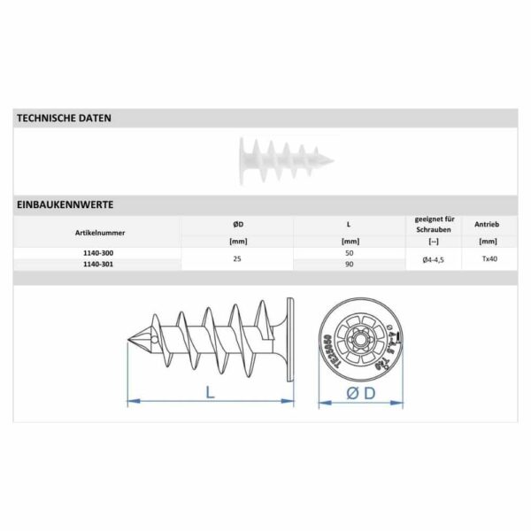 dämmstoffdübel technische daten