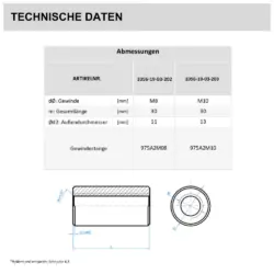Distanzmuffe, Langmutter, Gewindemuffe Edelstahl A2