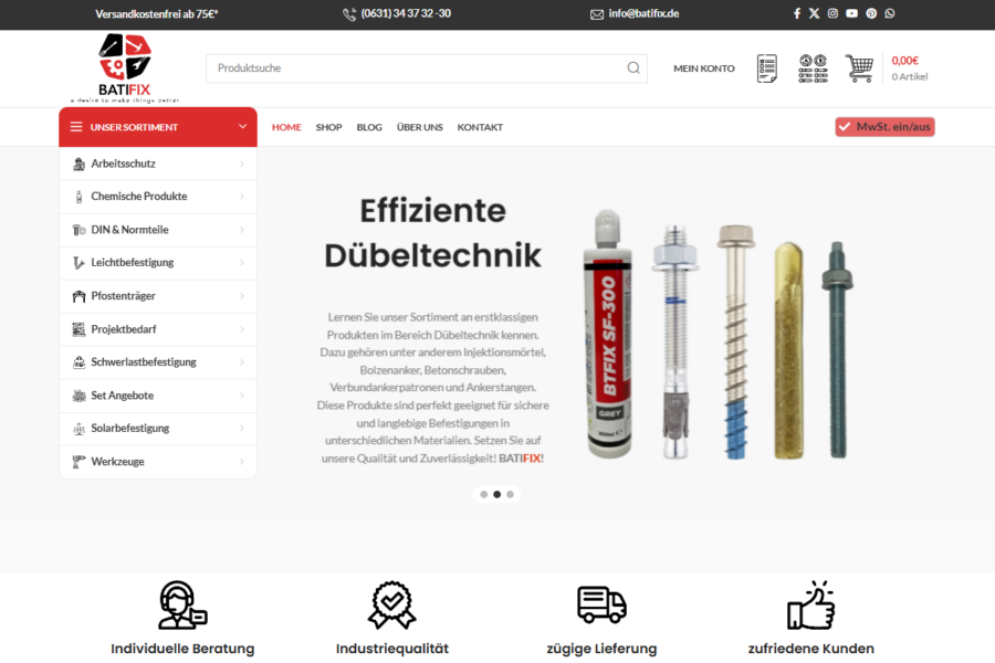 neuer onlineshop startseite