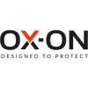 Logo von OX-ON mit einem stilisierten roten X und dem Slogan 'DESIGNED TO PROTECT'.