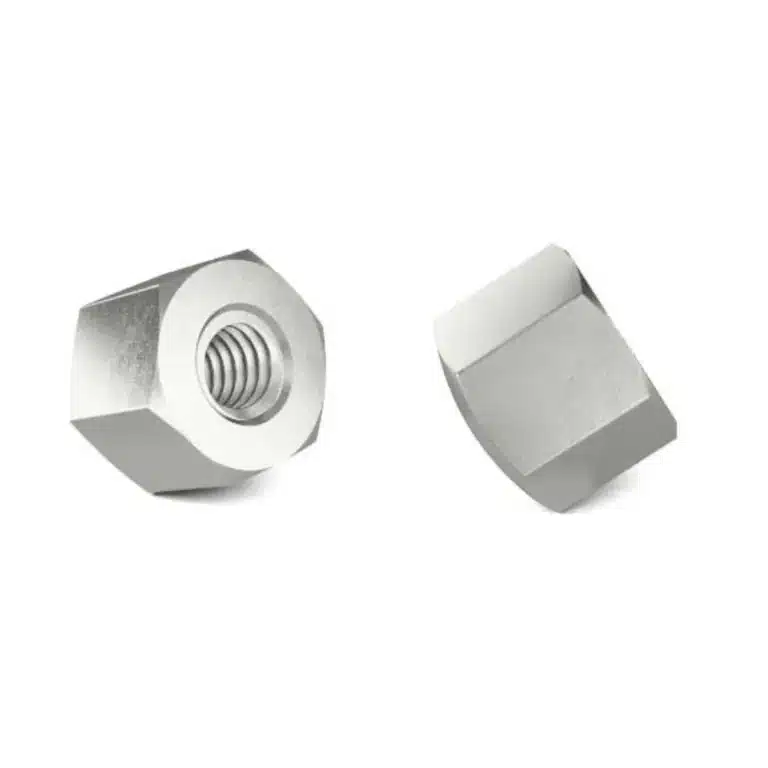 DIN 917 Sechskant-Hutmutter aus Edelstahl A2 in niedriger Form mit geschlossener Kappe, rostfrei und kompakt, geeignet für Innen- und leicht feuchte Umgebungen