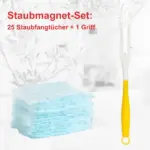 Staubmagnet-Set mit 25 Staubfangtüchern und einem Griff