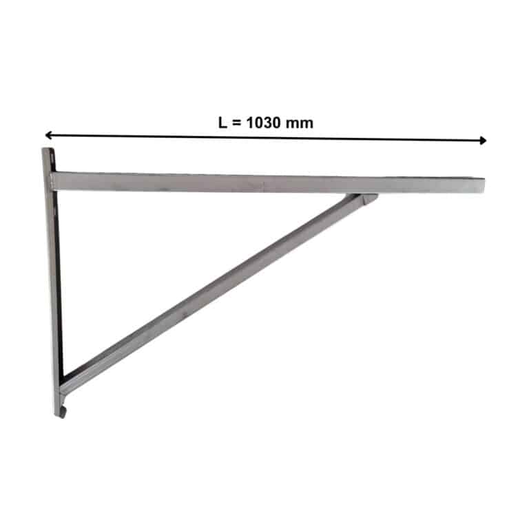 Metallische Wandstütze mit Querträger, Länge 1030 mm, in neutralem Design.